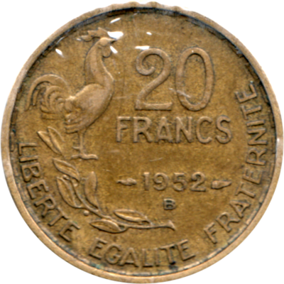 20 Francs, 1952 Reverse