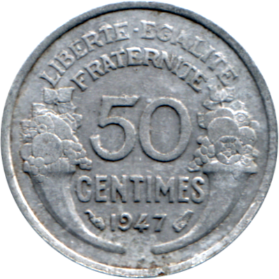 50 centimes, 1947 Reverse