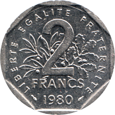 2 Francs, 1980 Reverse