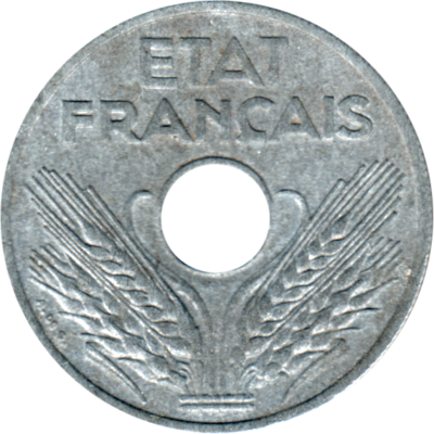 20 centimes, 1943 Obverse