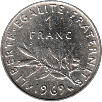 1 Franc, 1969 Reverse