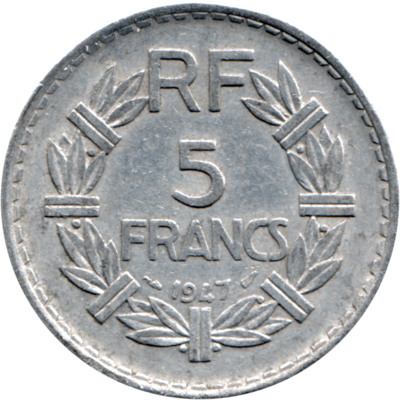 5 Francs, 1947 Reverse