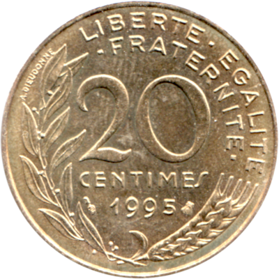 20 centimes, 1995 Reverse