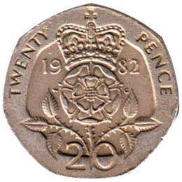 Preview 20 pence, 1982 reverse