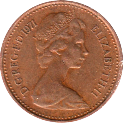 ½ penny, 1971 Obverse