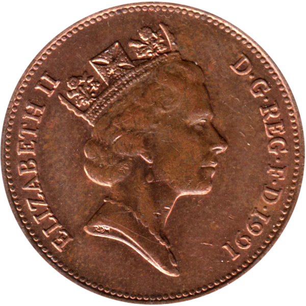 2 pence, 1991 Obverse