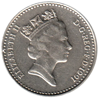 5 pence, 1991 Obverse