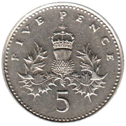 5 pence, 1991 Reverse