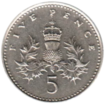 Preview 5 pence, 1991 reverse