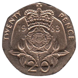 Preview 20 pence, 1983 reverse
