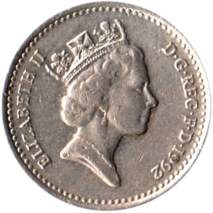 5 pence, 1992 Obverse