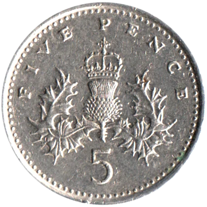 5 pence, 1992 Reverse