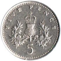 Preview 5 pence, 1992 reverse
