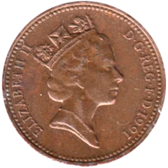 Preview 1 penny, 1991 obverse