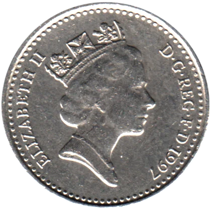 5 pence, 1997 Obverse
