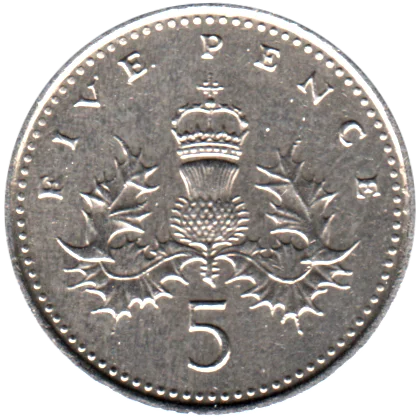 5 pence, 1997 Reverse