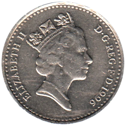 5 pence, 1996 Obverse
