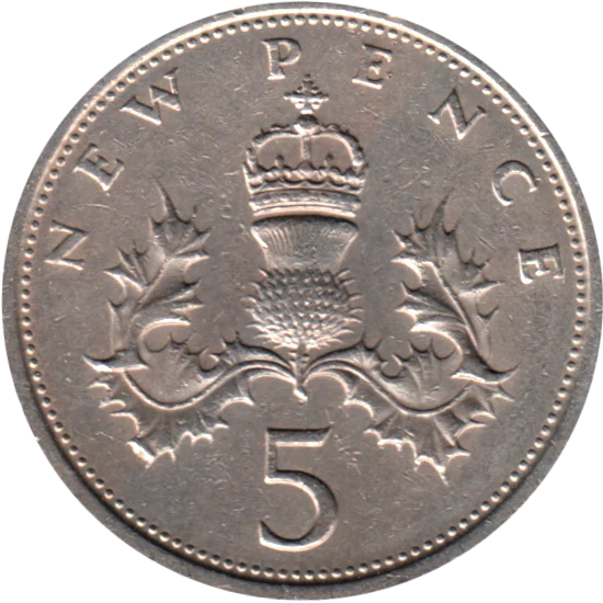 5 pence, 1968 Reverse