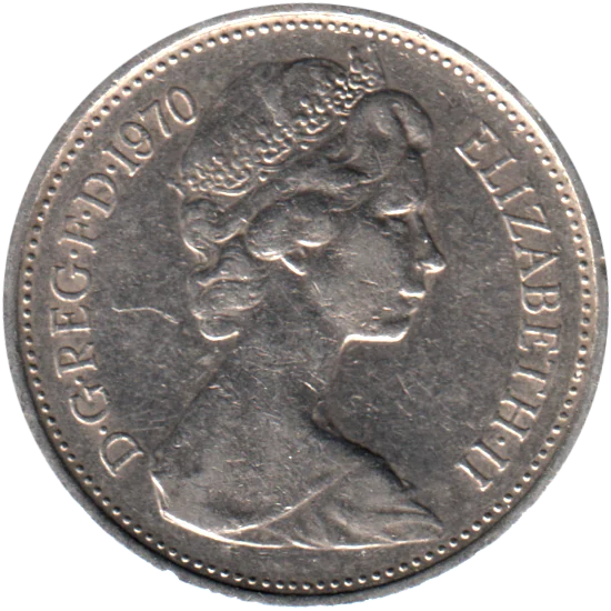 5 pence, 1970 Obverse