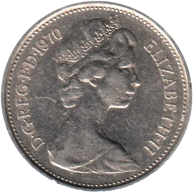 Preview 5 pence, 1970 obverse