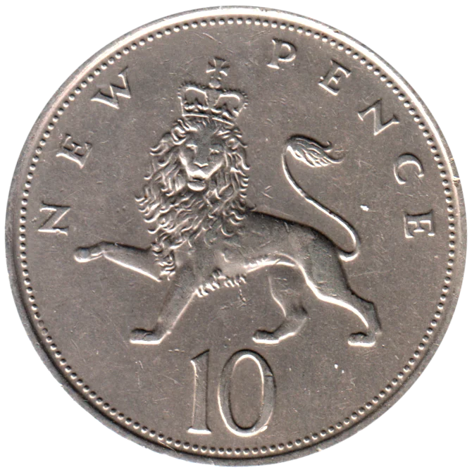 10 pence, 1973 Reverse