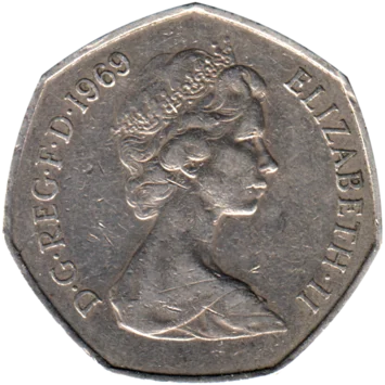 Preview 50 pence, 1969 obverse