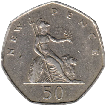 Preview 50 pence, 1969 reverse