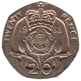 Preview 20 pence, 1988 reverse