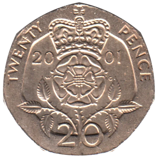 20 pence, 2001 Reverse