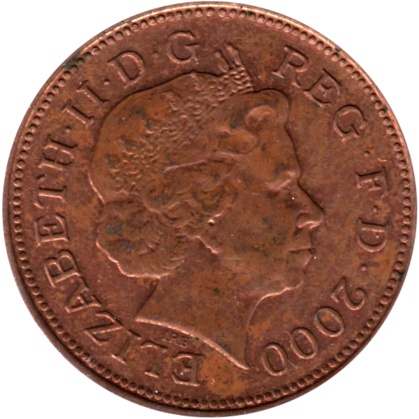 2 pence, 2000 Obverse