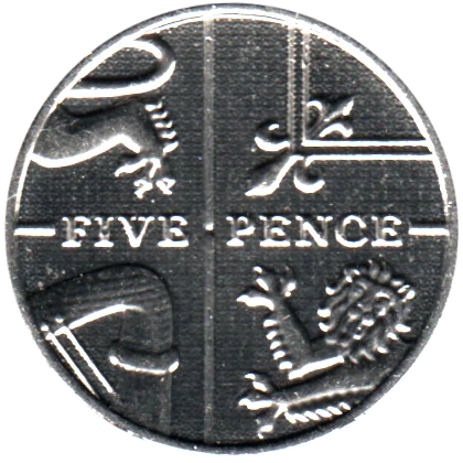 5 pence, 2015 Reverse