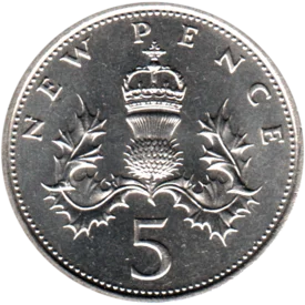 Preview 5 pence, 1980 reverse