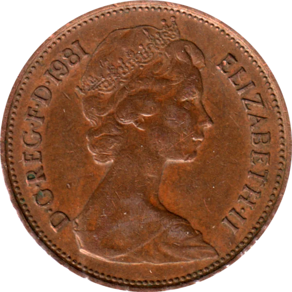 2 pence, 1981 Obverse