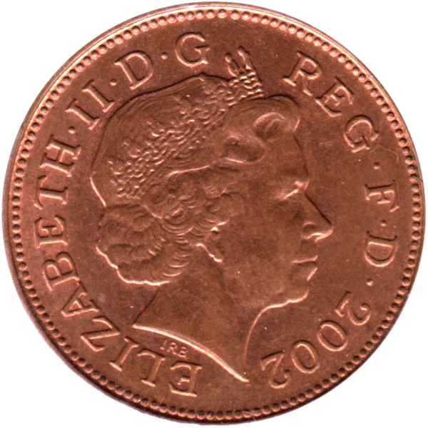 2 pence, 2002 Obverse