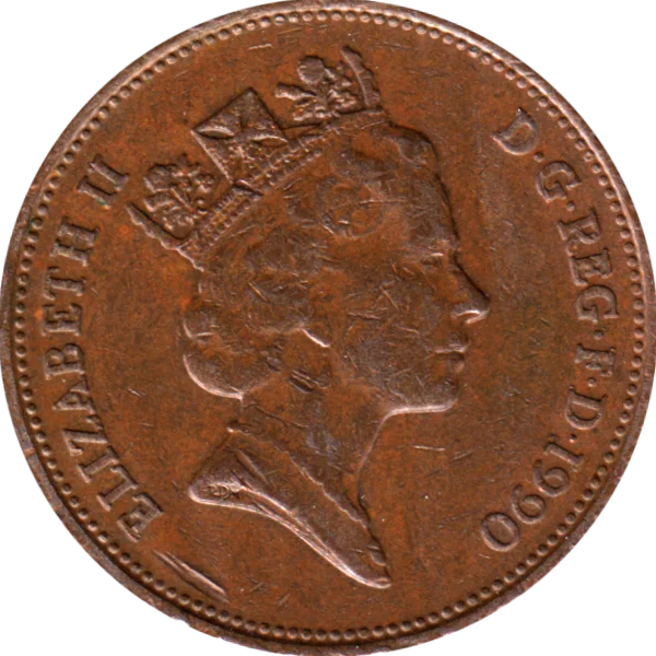 2 pence, 1990 Obverse