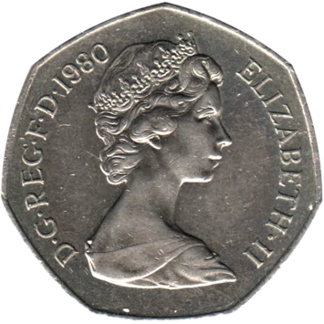Preview 50 pence, 1980 obverse