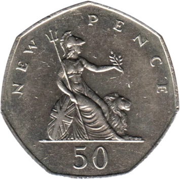 Preview 50 pence, 1980 reverse
