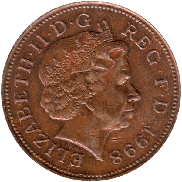 2 pence, 1998 Obverse