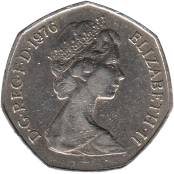 Preview 50 pence, 1976 obverse