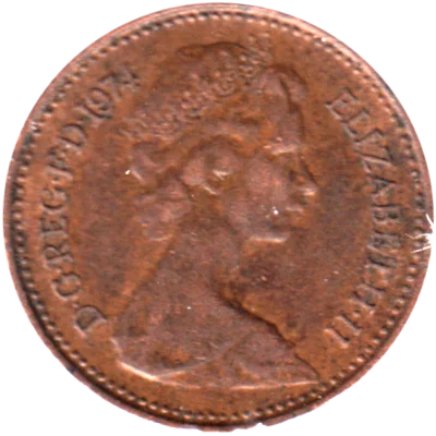 ½ penny, 1974 Obverse