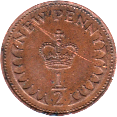 Preview ½ penny, 1974 reverse