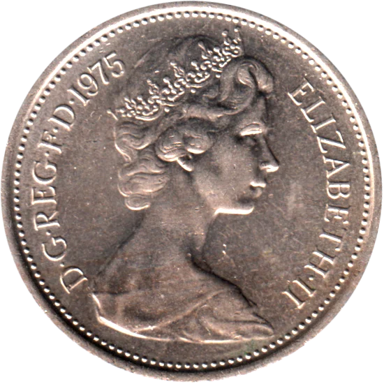 5 pence, 1975 Obverse