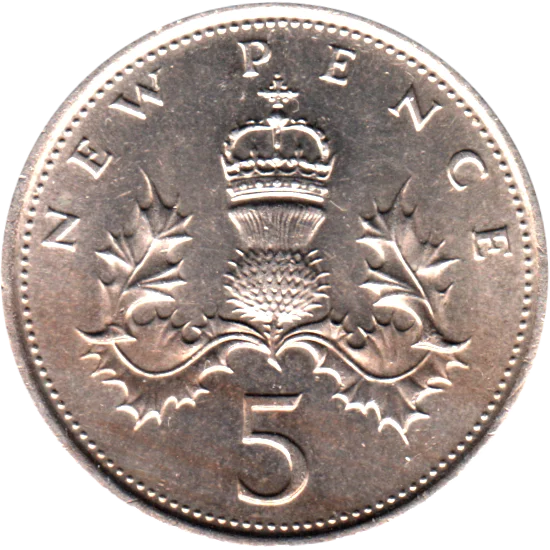 5 pence, 1975 Reverse