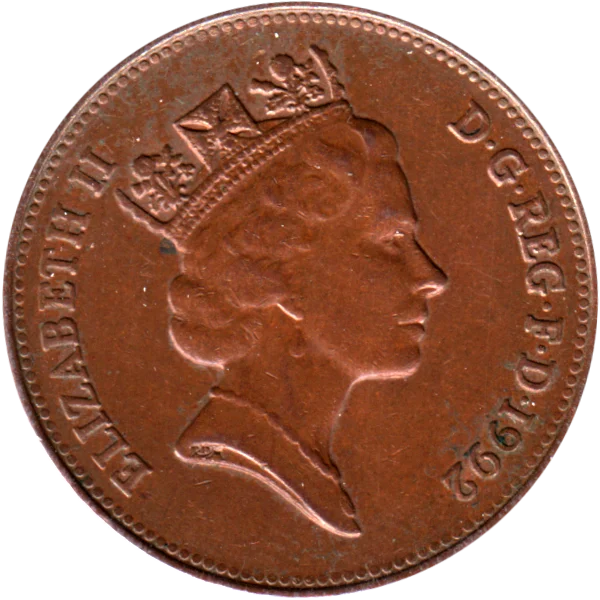 2 pence, 1992 Obverse