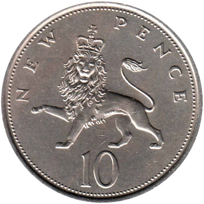 10 pence, 1970 Reverse