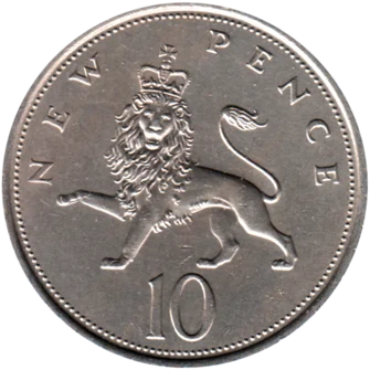 Preview 10 pence, 1970 reverse