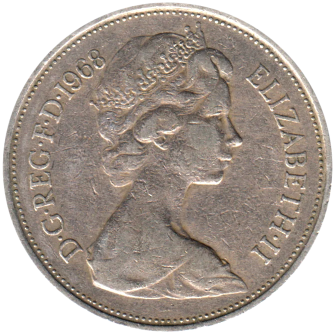 10 pence, 1968 Obverse