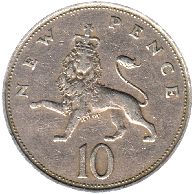 10 pence, 1968 Reverse