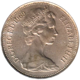 Preview 5 pence, 1969 obverse