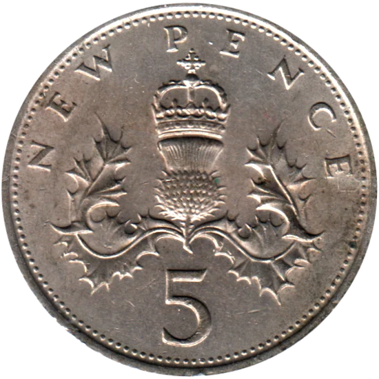 5 pence, 1969 Reverse
